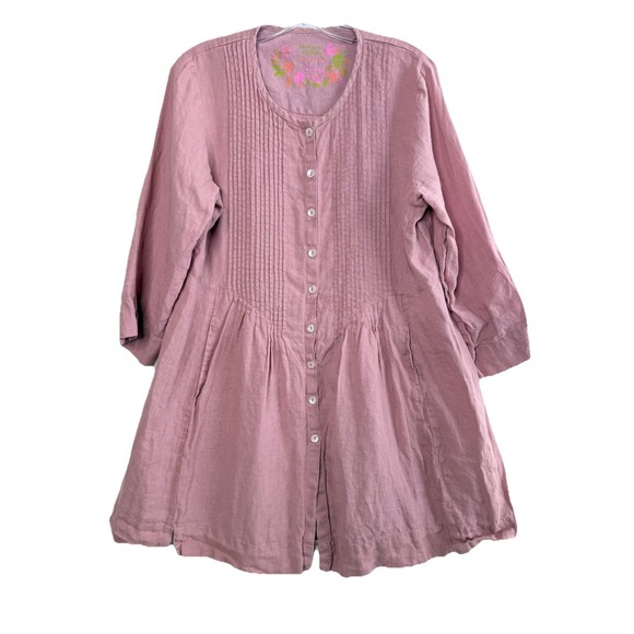 Gudrun Sjoden Dresses & Skirts - Gudrun Sjoden Tunic Dress 100% Linen Sz M Mauve Oversized Coquette Lagenlook